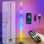 Appstyrd RGB LED hörnlampa golv 122 cm med färgskiftande belysning