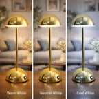 Modern guld bordslampa i svampdesign LED touch med tre ljuslägen varm vit neutral vit och kall vit