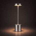 Bordslampa LED i silver metall med dimbar touchkontroll och uppladdningsbart batteri