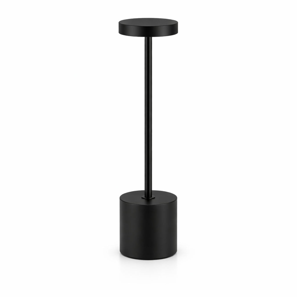 Bordslampa LED i svart metall med dimbar touchkontroll och uppladdningsbart batteri
