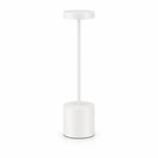 Bordslampa LED i vit metall med dimbar touchkontroll och uppladdningsbart batteri
