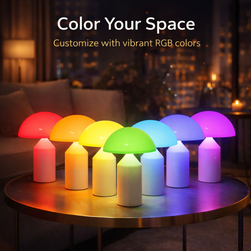 Portabel RGB bordslampa med färgskiftande LED-ljus i flera färger – modern designlampa perfekt för stämningsbelysning i hemmet