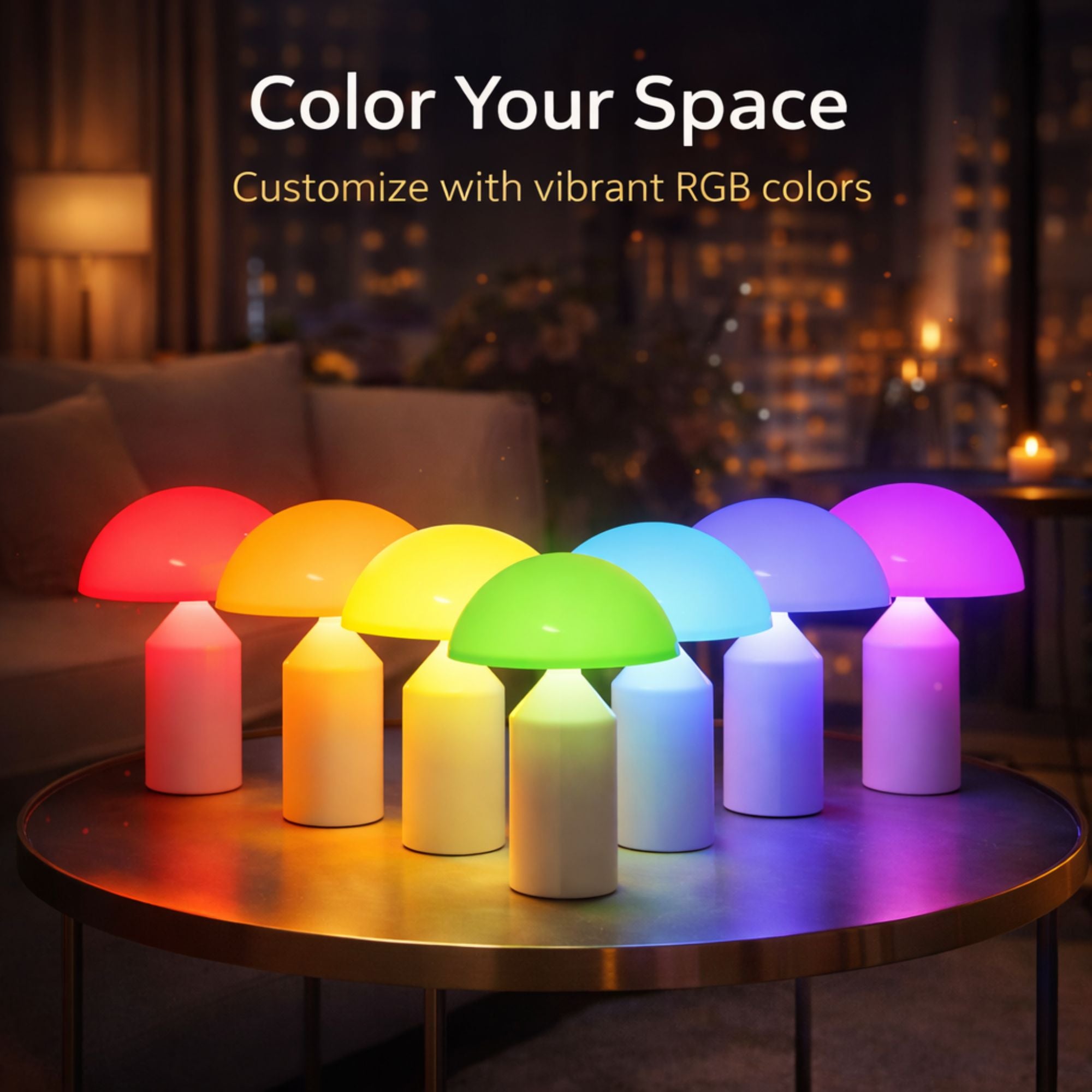 Portabel RGB bordslampa med färgskiftande LED-ljus i flera färger – modern designlampa perfekt för stämningsbelysning i hemmet