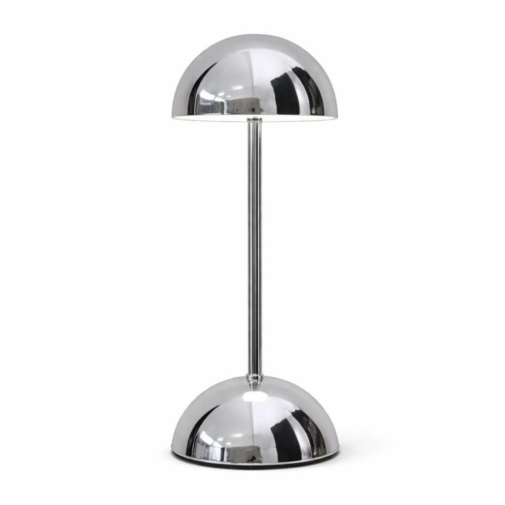 Modern silver bordslampa i svampdesign LED dimbar uppladdningsbar stilren lampa