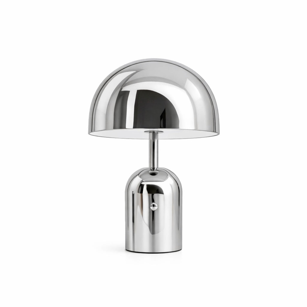 Silver portabel svamplampa LED bordslampa med uppladdningsbar funktion och modern minimalistisk design