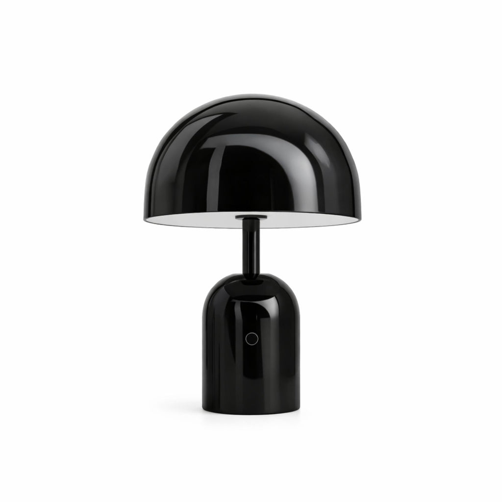 Svart portabel svamplampa LED bordslampa med uppladdningsbar funktion och modern minimalistisk design