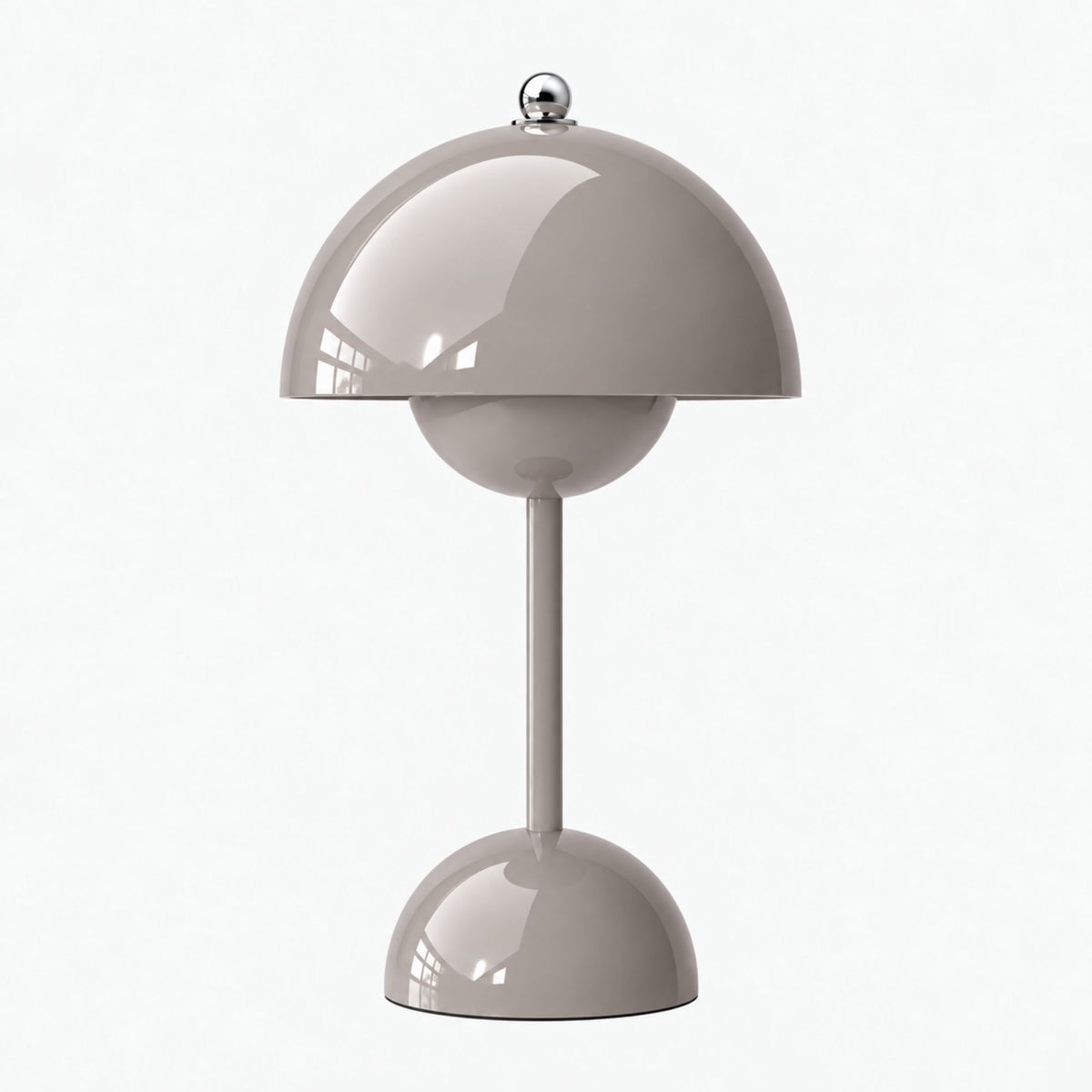 Flowerbud portabel bordslampa i grå färg med blank finish.