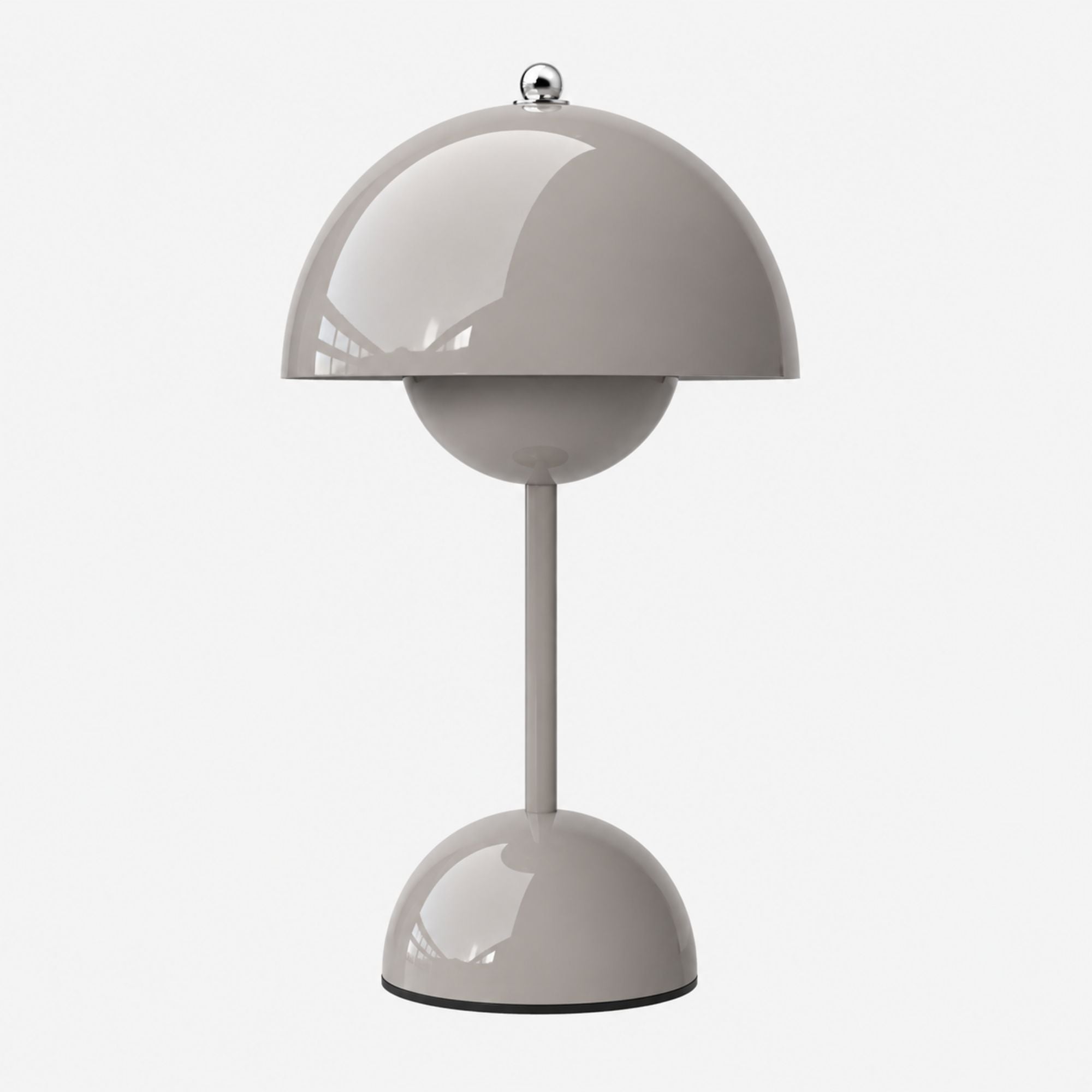 Flowerbud portabel bordslampa i grå färg med blank finish.