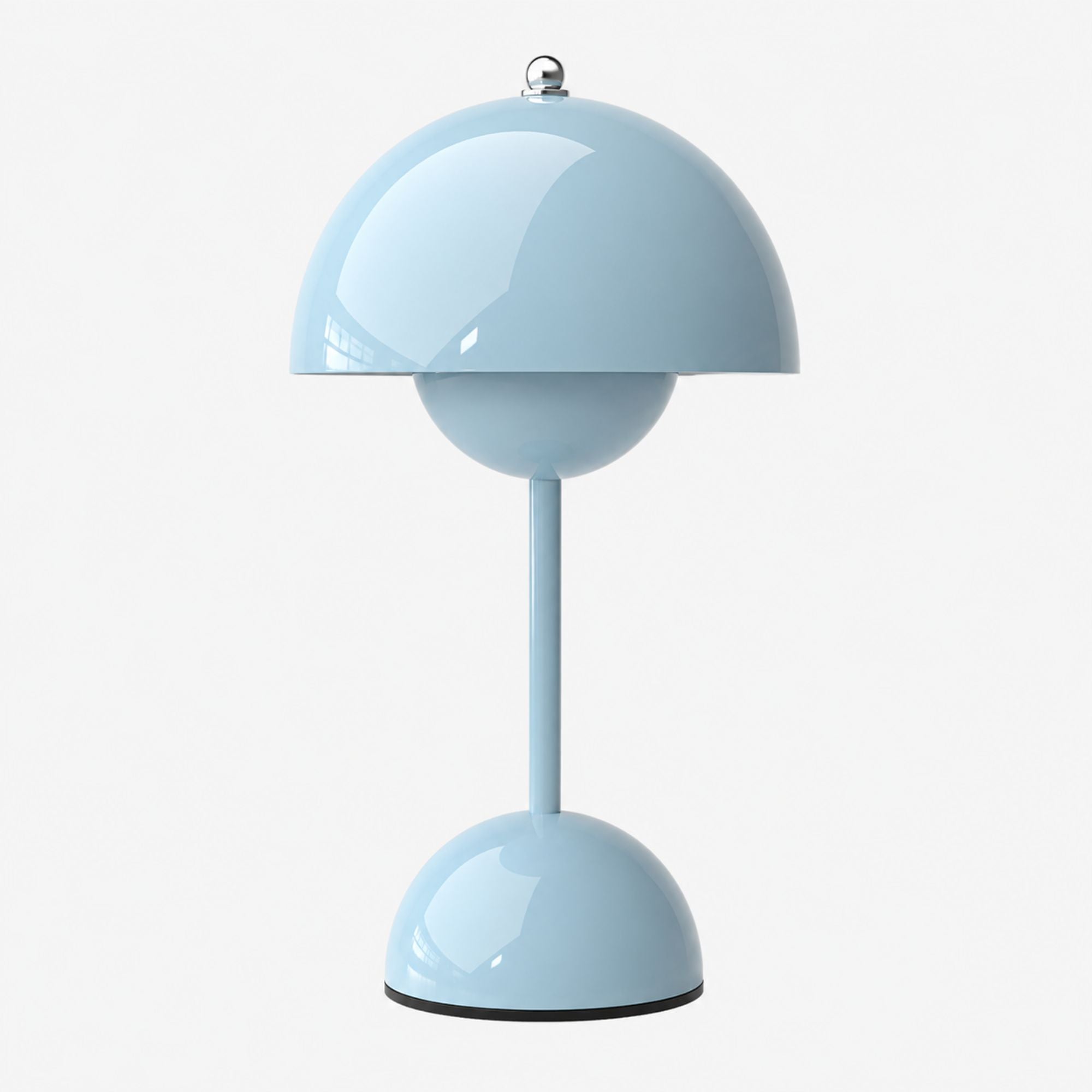 Flowerbud portabel bordslampa i havsblå färg med blank finish.