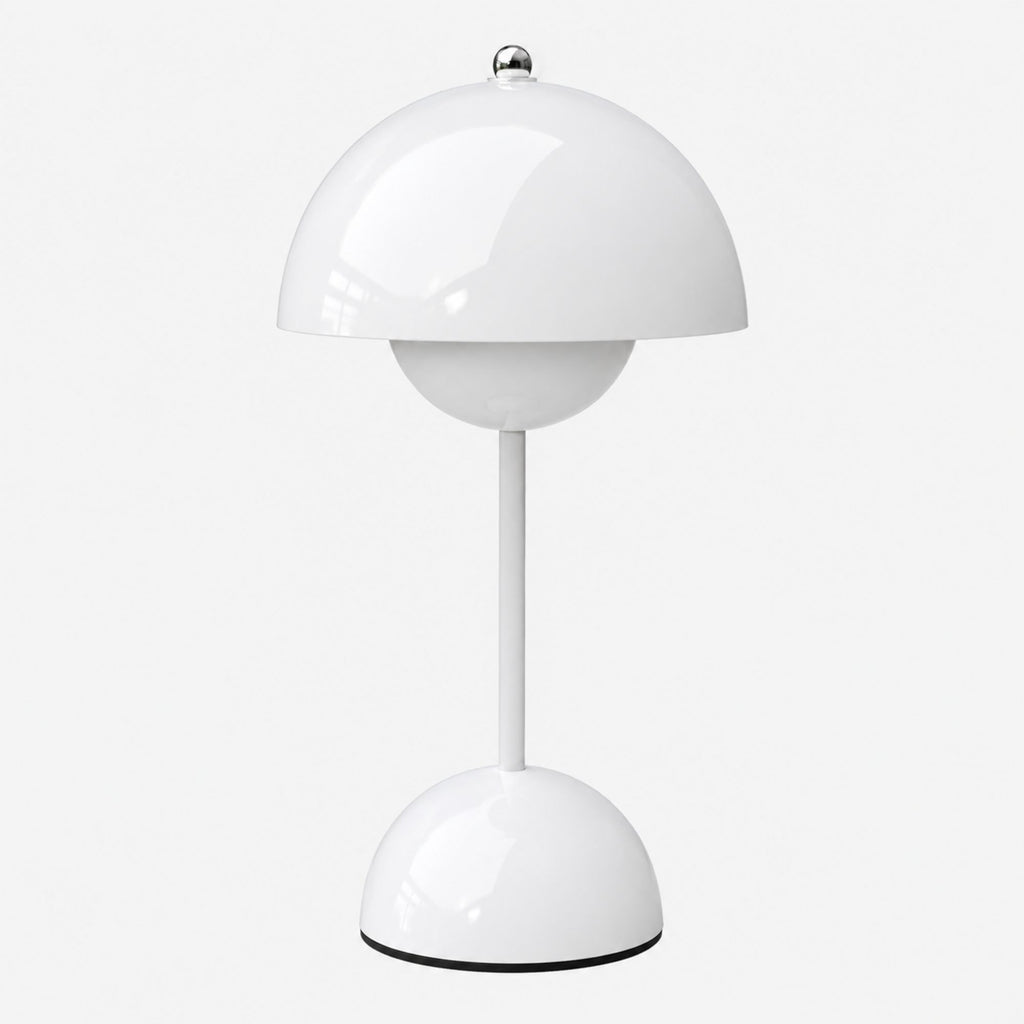 Flowerbud portabel bordslampa i vit färg med blank finish.