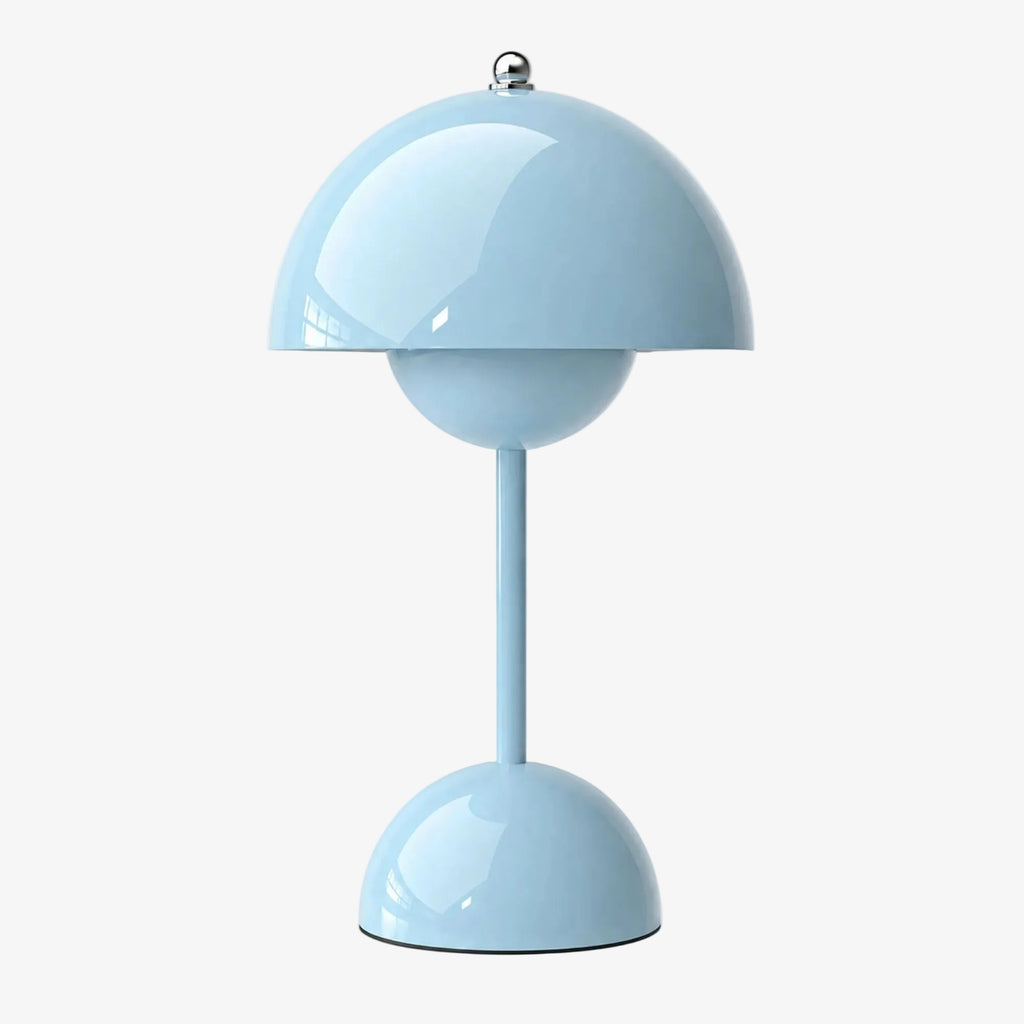 Flowerbud portabel bordslampa i havsblå färg med blank finish.