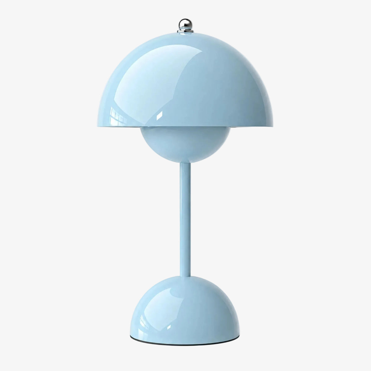 Flowerbud portabel bordslampa i havsblå färg med blank finish.