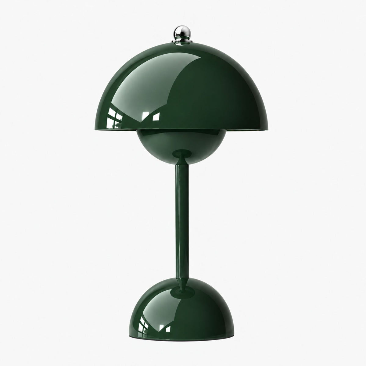 Flowerbud portabel bordslampa i grön färg med blank finish.