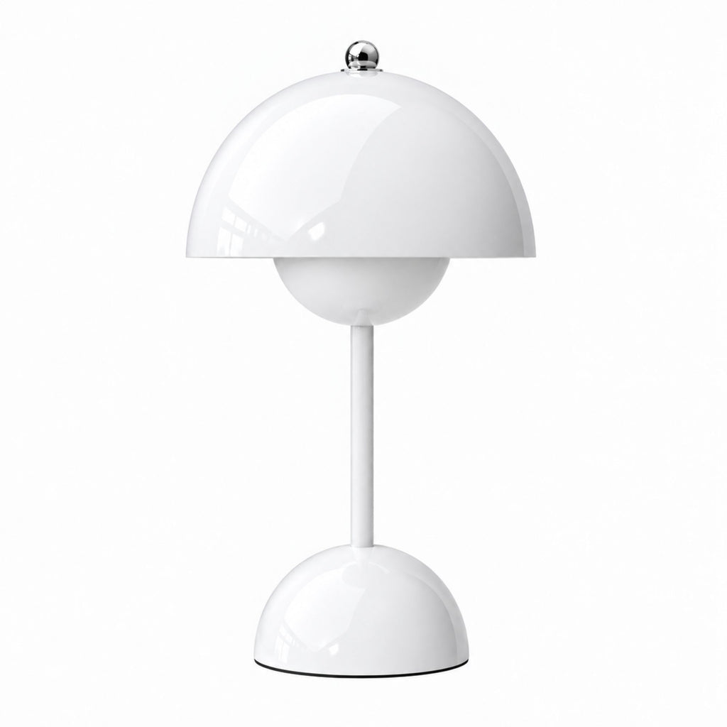 Flowerbud portabel bordslampa i vit färg med blank finish.