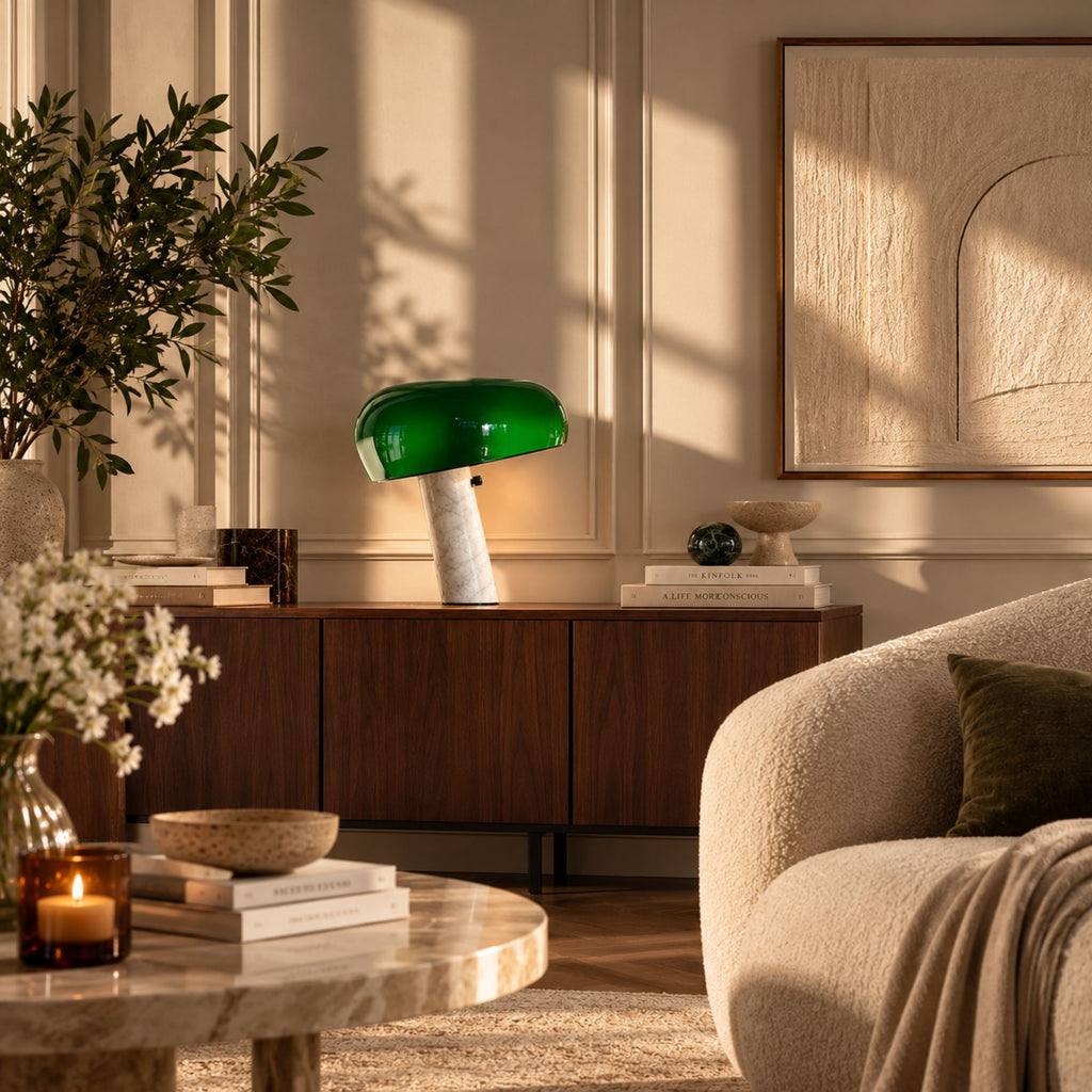 Bordslampa i marmor – grön designlampa | SNOOBI
