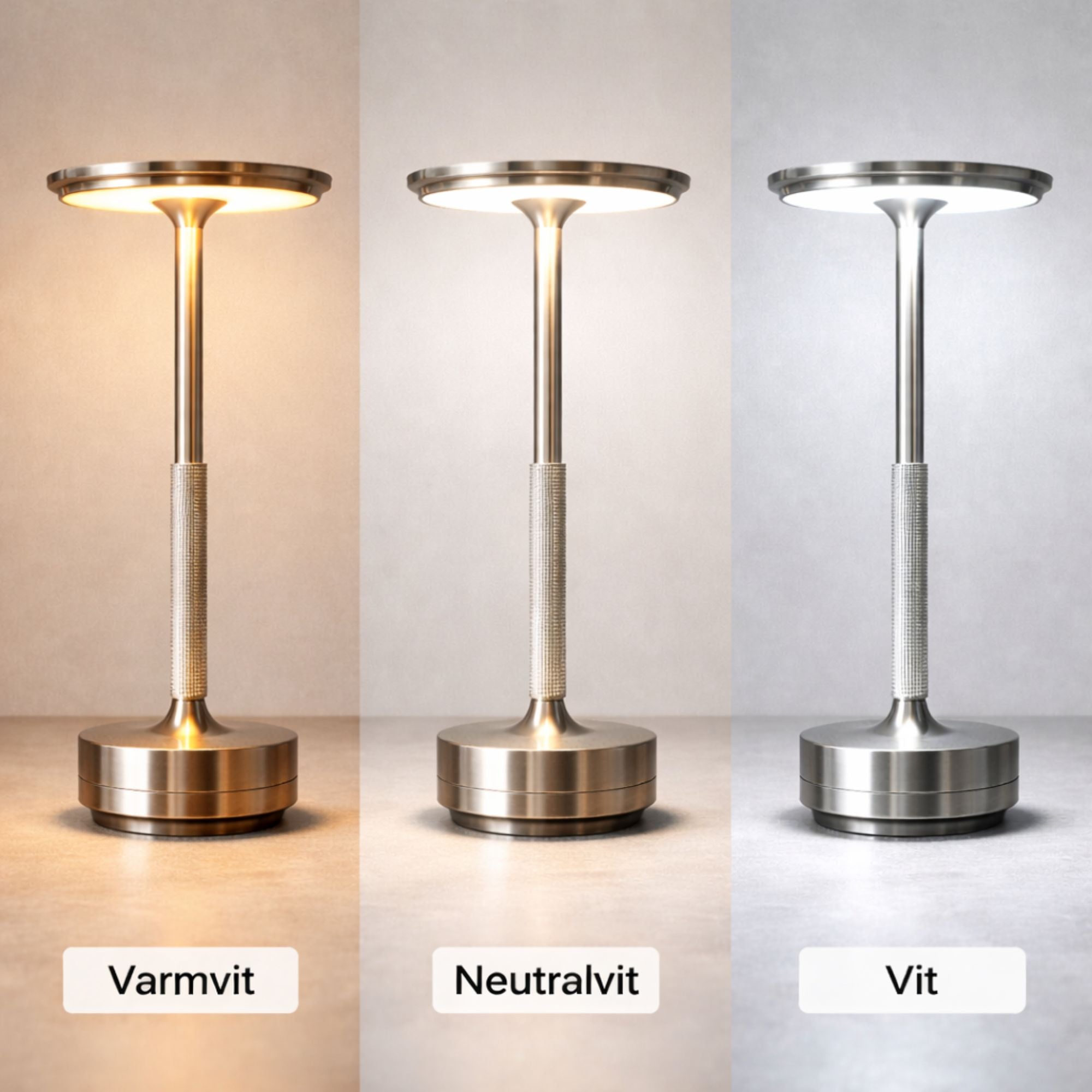 LED bordslampa med tre ljuslägen varmvit neutralvit och vit belysning