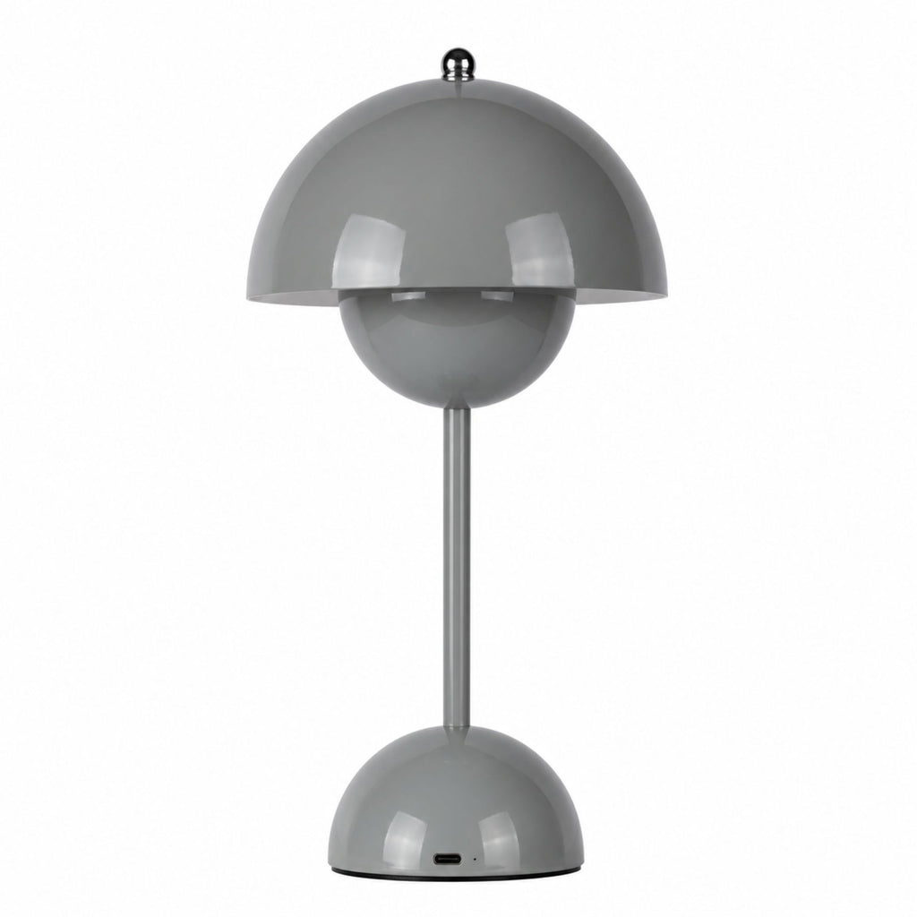 Grå portabel Flowerbud bordslampa med uppladdningsbart batteri och LED-belysning