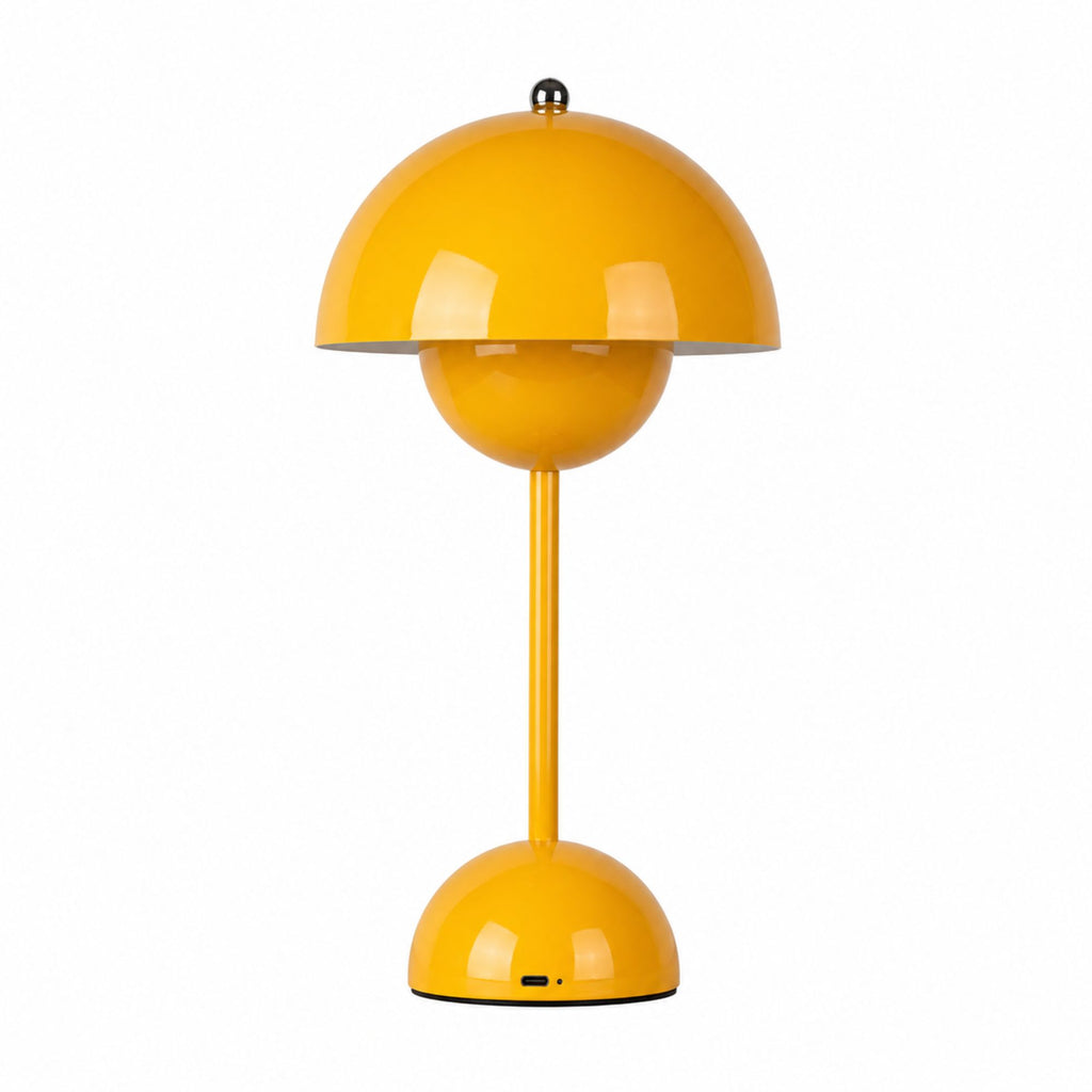 Gul portabel Flowerbud bordslampa med uppladdningsbart batteri och LED-belysning