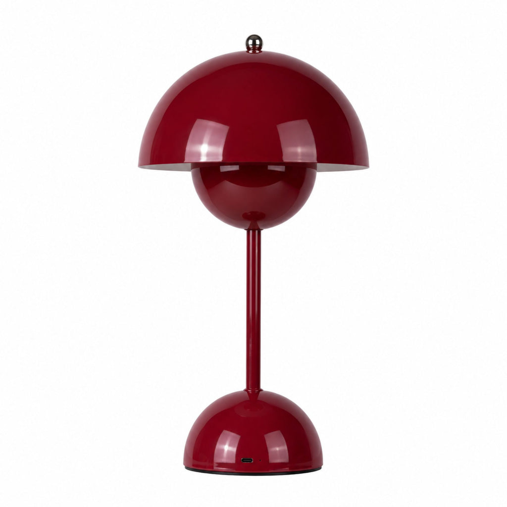 Röd portabel Flowerbud bordslampa med uppladdningsbart batteri och LED-belysning