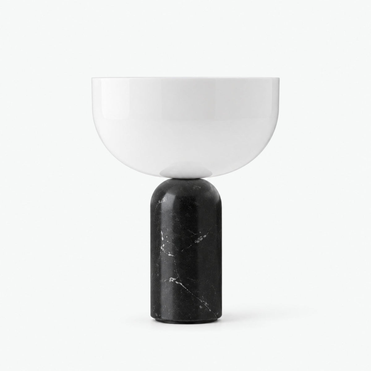 KINZO bordslampa i svart marmor med vit lampskärm