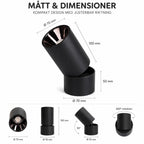 Mått och dimensioner för Spotlight LED 7W Axis med diameter och höjd.