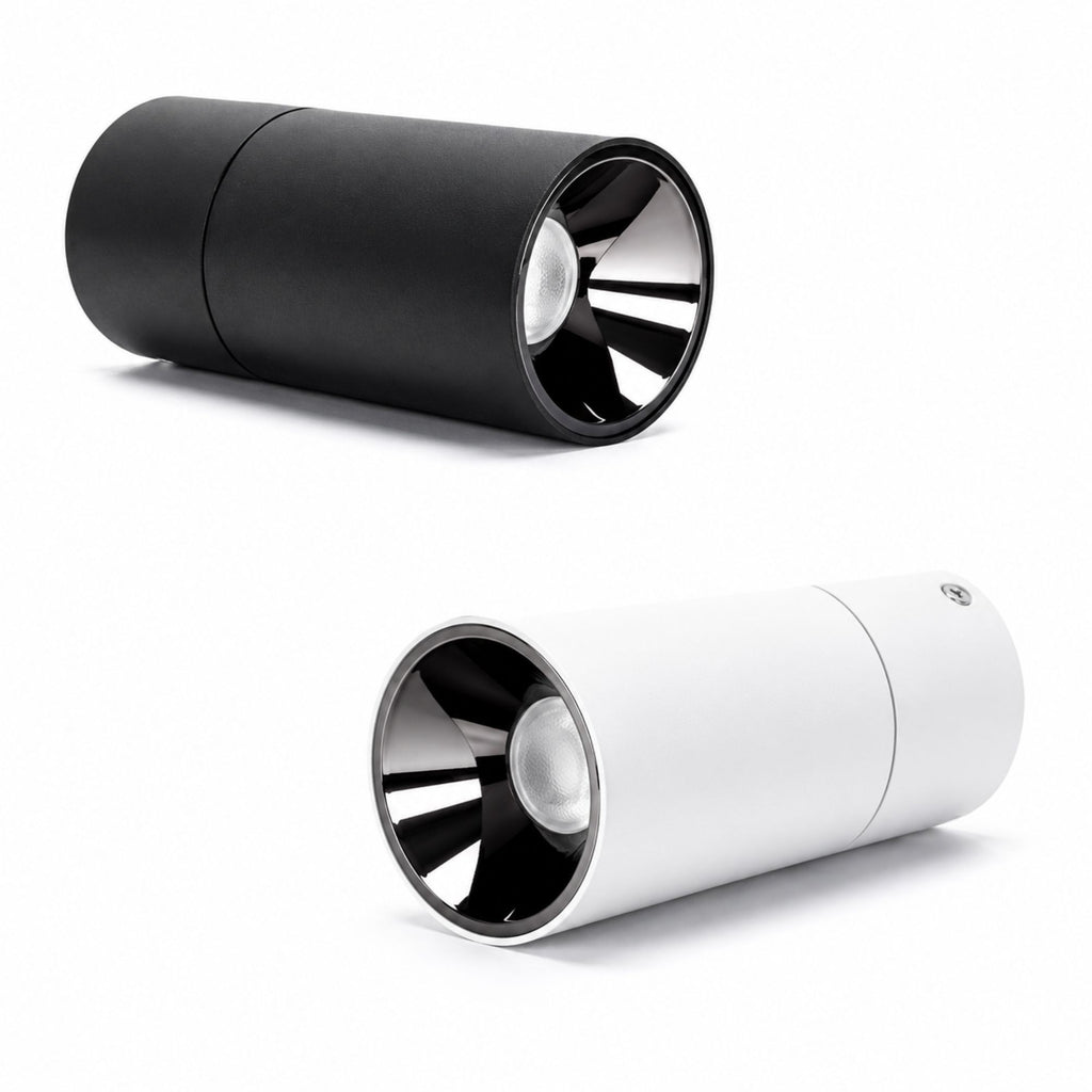 Spotlight LED Axis i svart och vitt utförande med modern cylindrisk design.