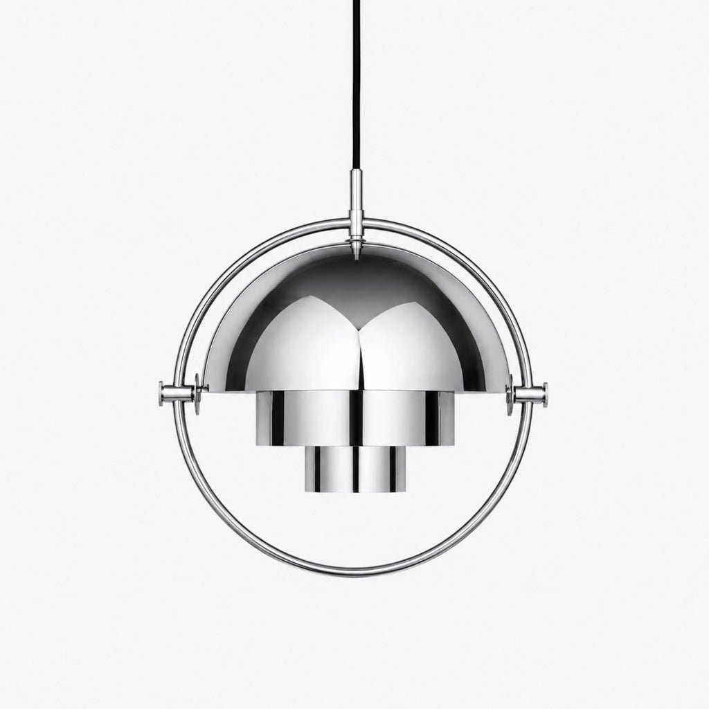 Modern taklampa DuoLite i krom med glas, 28 cm pendellampa för skandinaviska hem.
