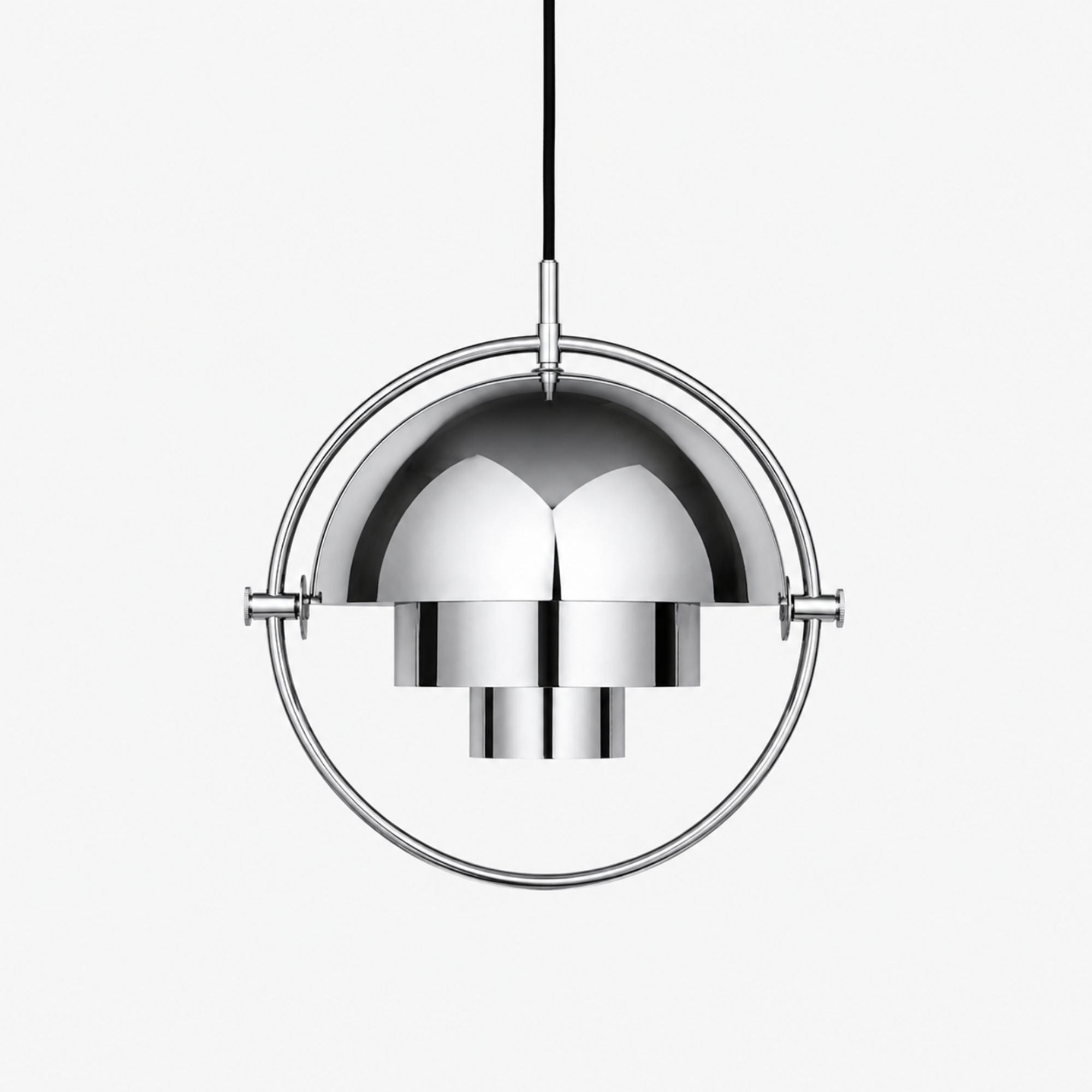 Modern taklampa DuoLite i krom med glas, 28 cm pendellampa för skandinaviska hem.