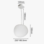 Taklampa Greg Media Pendel i opalglas 18 cm med måttangivelser och justerbar upphängning på 180 cm.