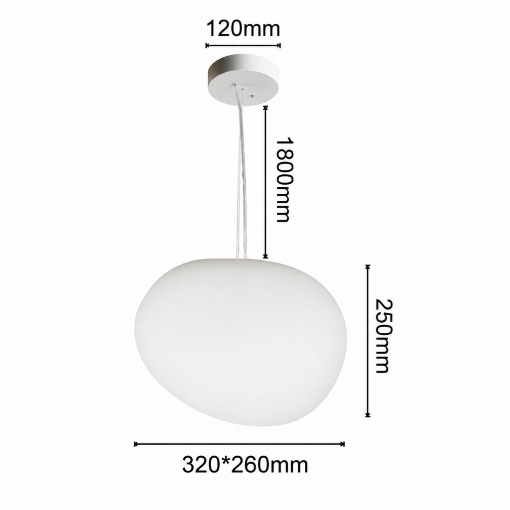 Taklampa Greg Media Pendel i opalglas 26 cm med måttangivelser och justerbar upphängning på 180 cm.