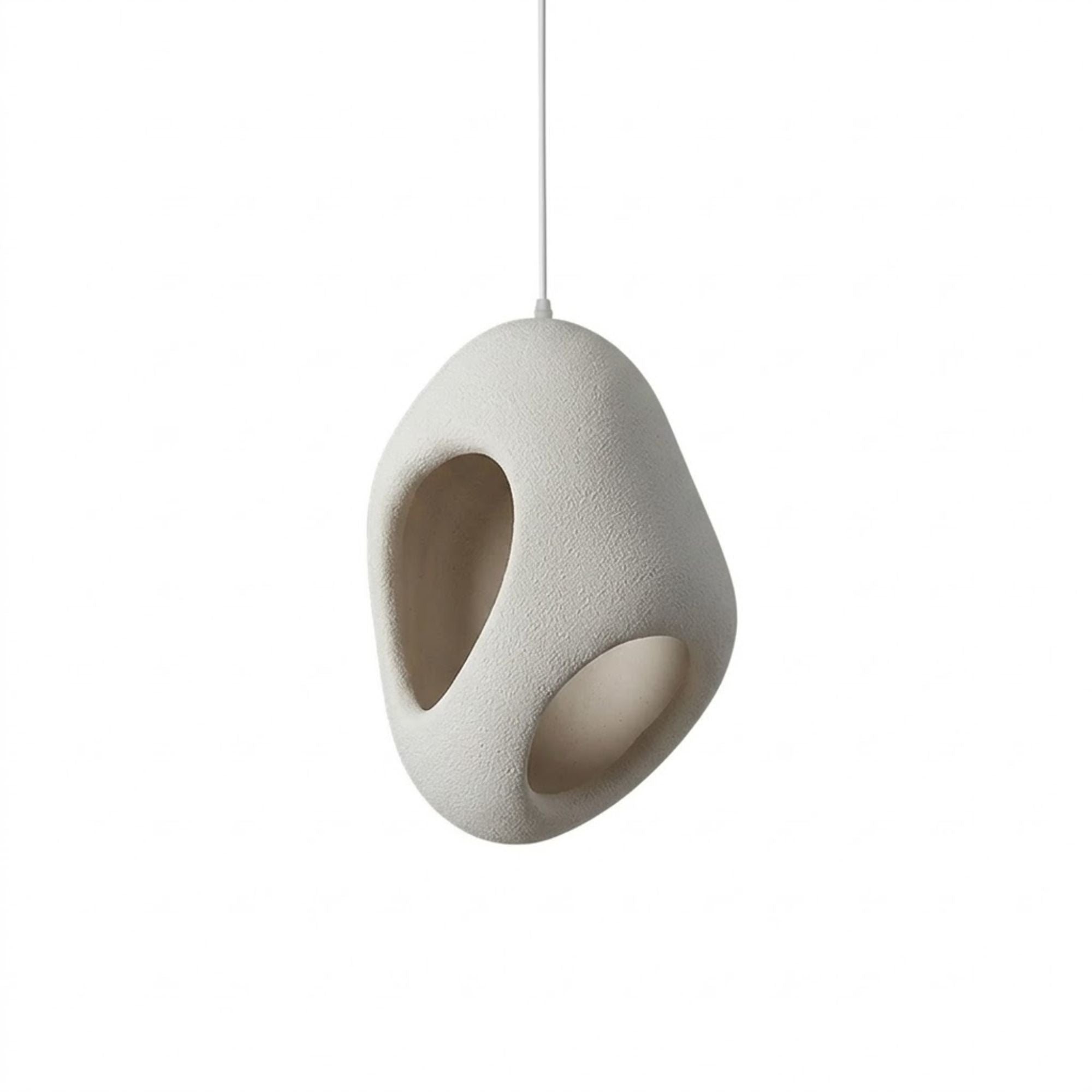 Taklampa modern vit grå organisk designpendel med dekorativ form.