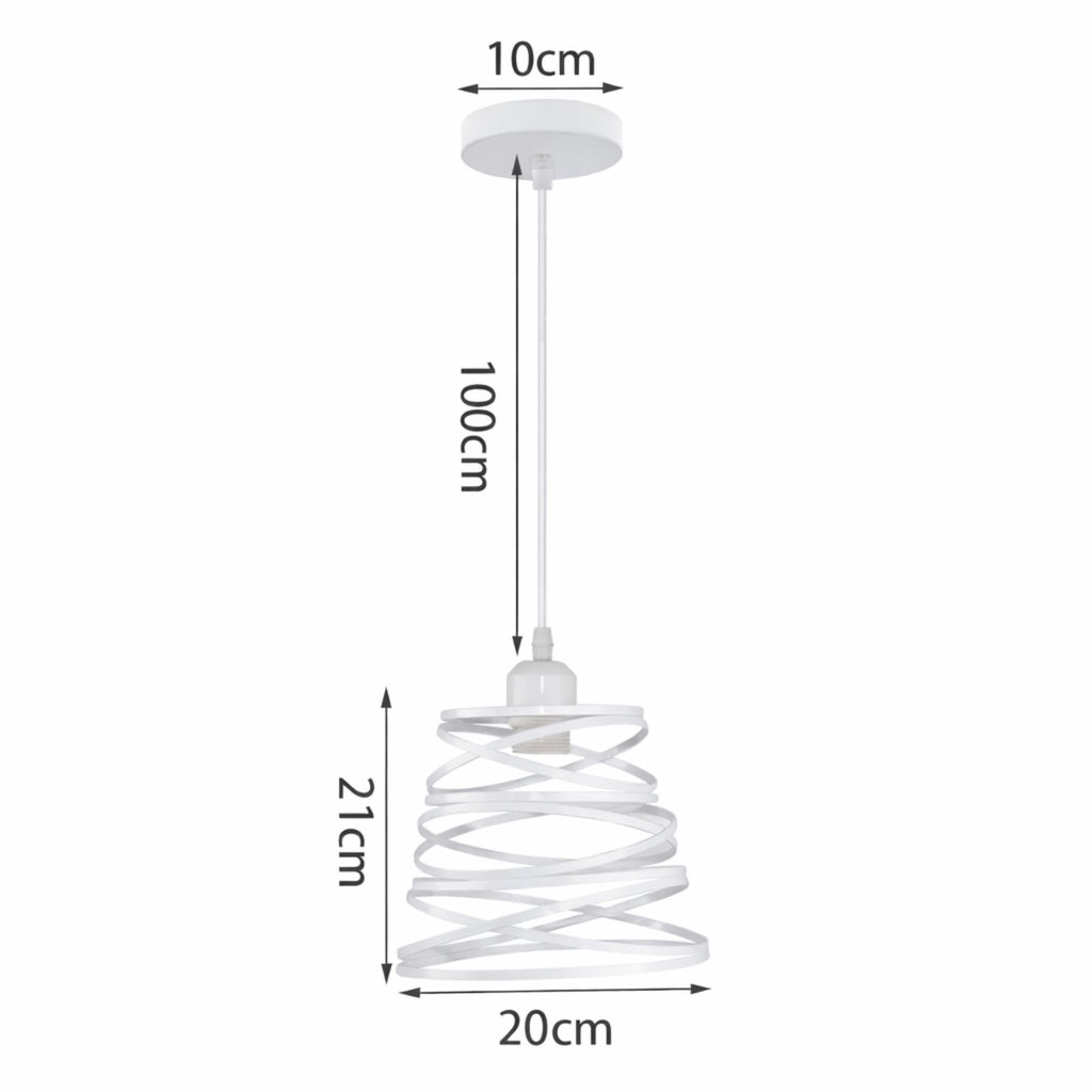 Taklampa vit modern pendellampa med mått 20 cm x 21 cm och 100 cm kabel.