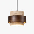 Taklampa Traverto i natursten och valnöt, 17 cm pendellampa med modern skandinavisk design.