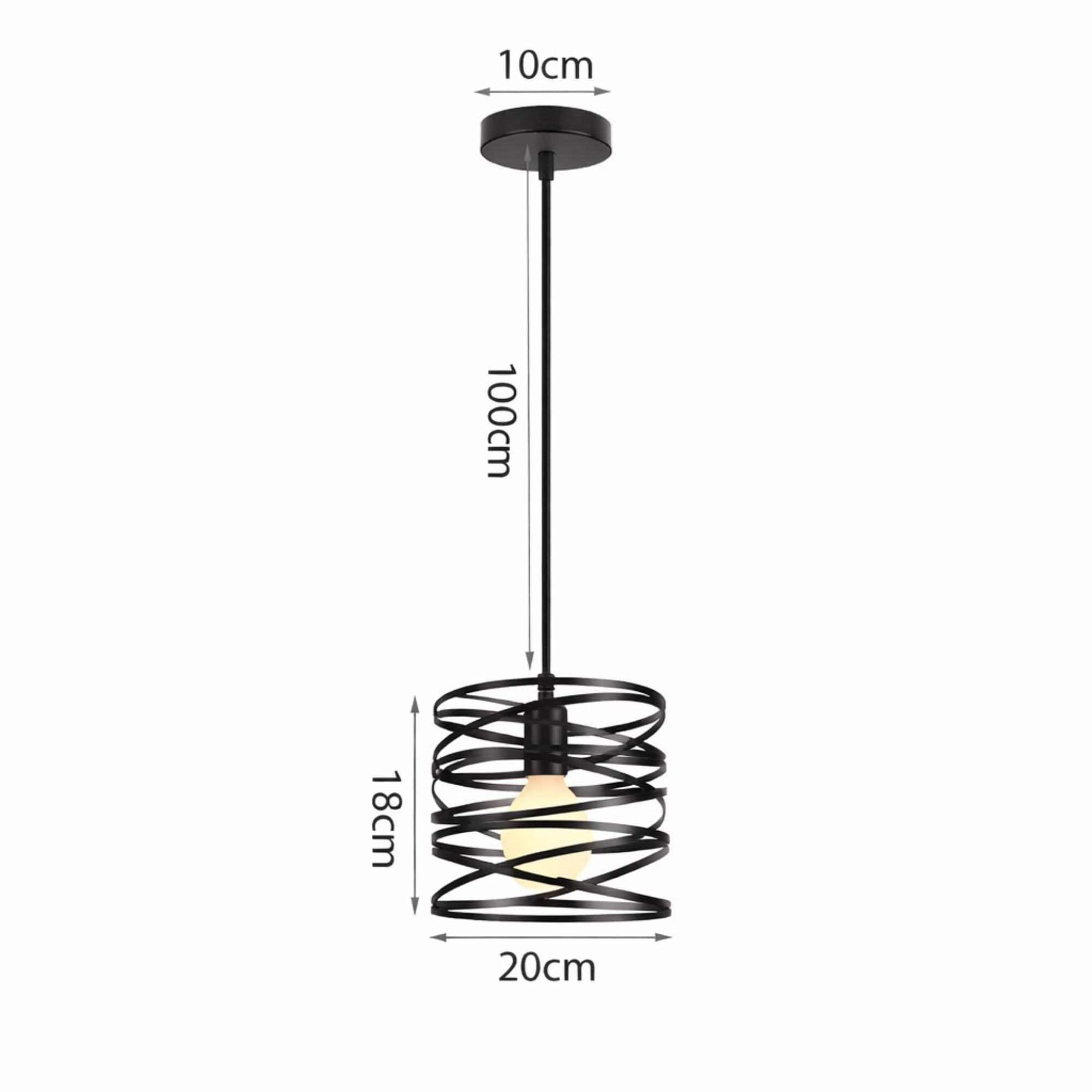 Taklampa svart modern pendellampa i metall med diameter 20 cm och 100 cm kabel.