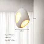 Taklampa modern vit organisk pendellampa i resin med E27 sockel och storlek 28x39 cm.